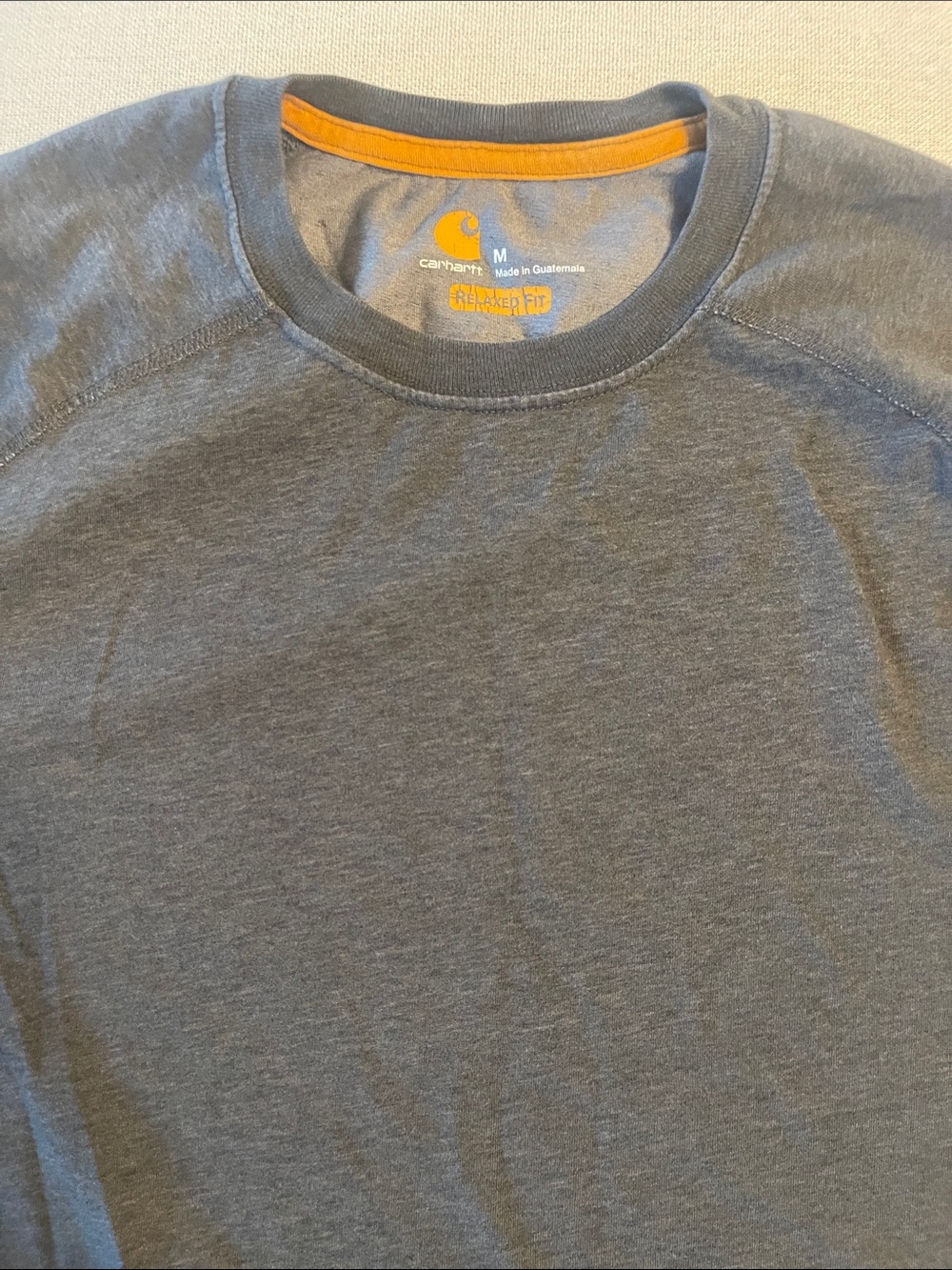 Carhartt Men’s Relaxed Crewneck T-Shirt — Gray with Orange Trim
